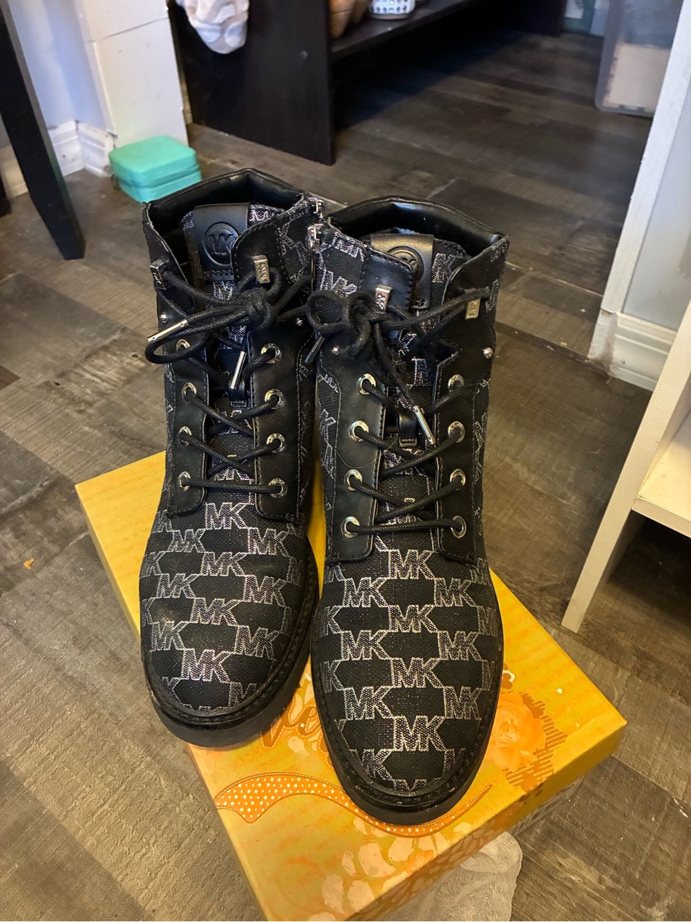 Michael Kors Black MK Logo Lace-Up Ankle Boots